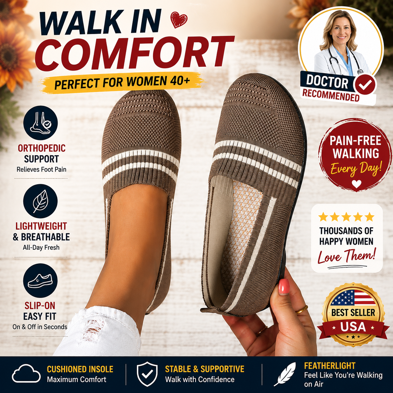 Women's Comfortable Orthopedic Walking Shoes