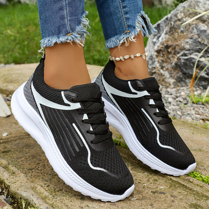 Casual Walking Shoes for Women - Chunky Sole Lace-Up Trainers