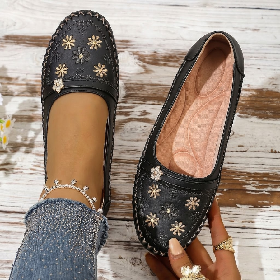 Vintage Floral Moccasin Loafers
