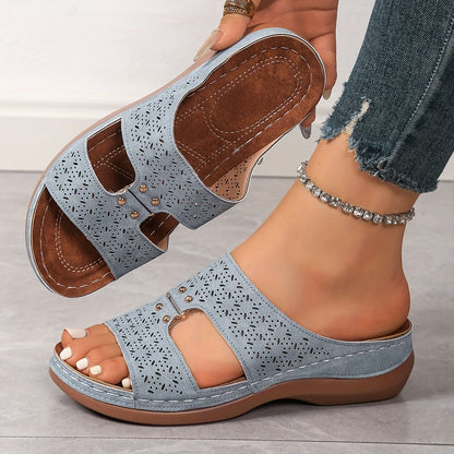New Summer Hollow Breathable Sandals for Women, Comfortable Flat Slip-Ons