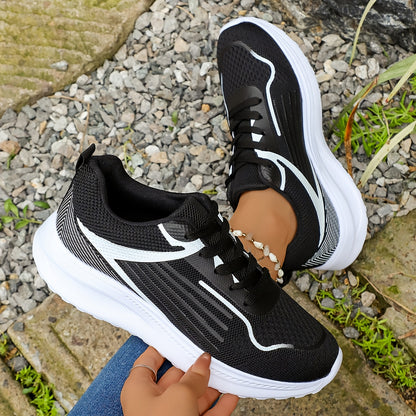 Casual Walking Shoes for Women - Chunky Sole Lace-Up Trainers