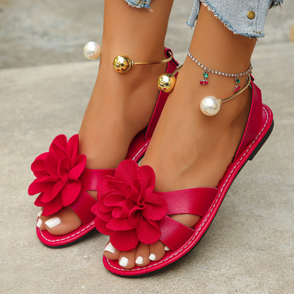 🔥Best Seller-Last Day Sale 60% OFF🔥Flower Embellishments Ankle Strap Sandals