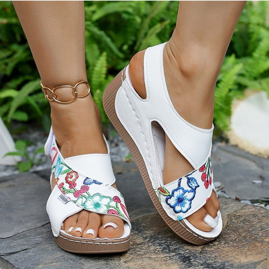 🔥Best Seller-Last Day Sale 60% OFF🔥Women's Elegant Print Platform Wedge Sandals